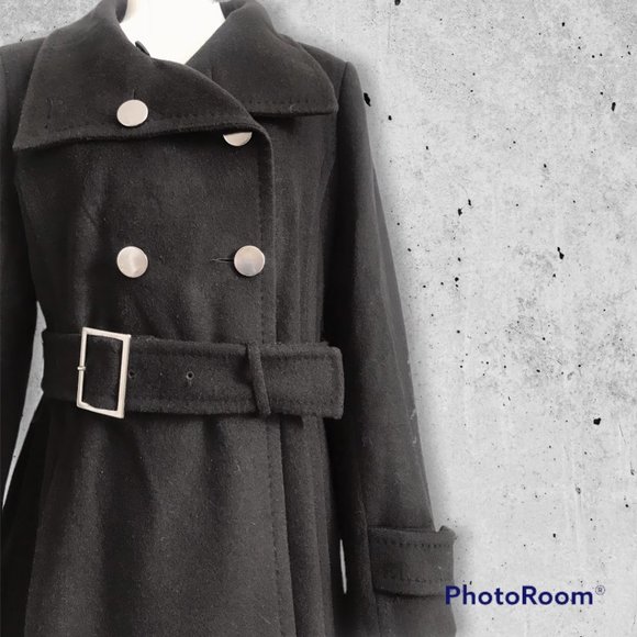 Aritzia Talula Babaton Black Wool Cashmere Blend Coat (L) (Repaired) - Picture 2 of 14